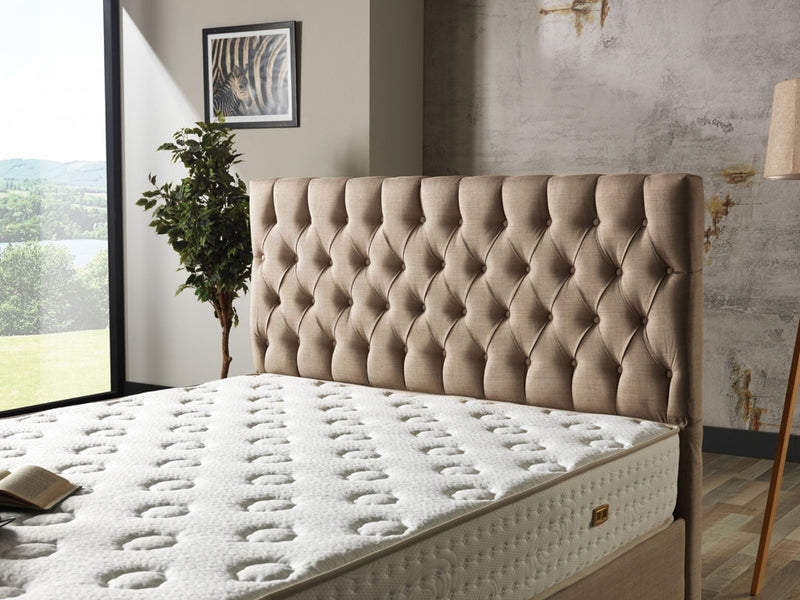 Nevada Storage Bed With Headboard Cream - Queen in Cream - 110-NEV-CREAM-150-SB