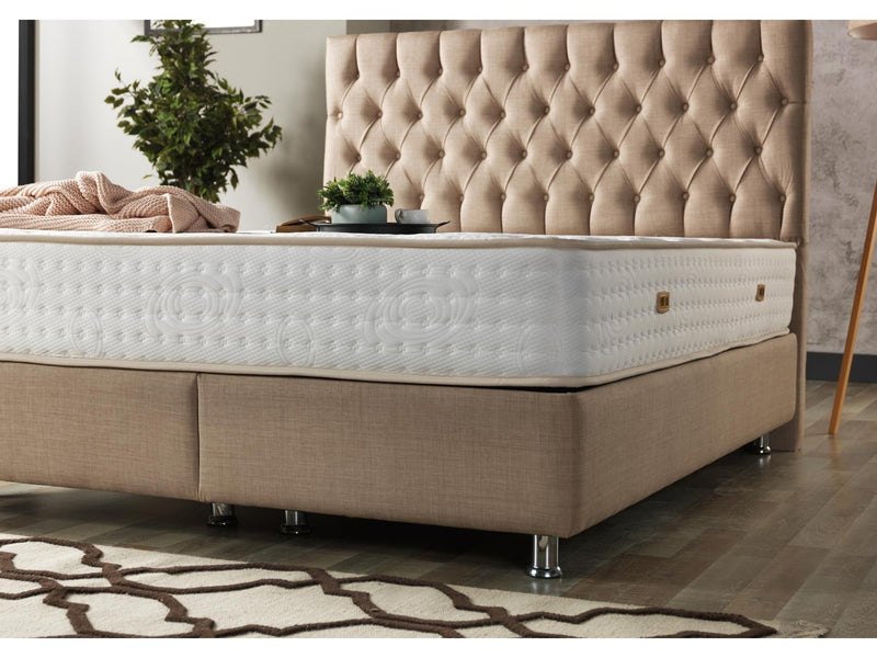Nevada Storage Bed With Headboard Cream - Twin in Cream - 110-NEV-CREAM-100-SB