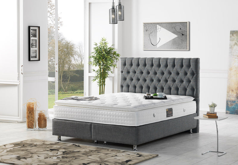Nevada Storage Bed With Headboard Grey - Full in Grey - 110-NEV-GREY-140-SB