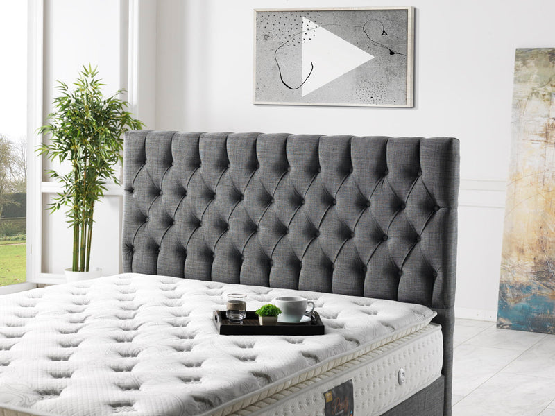 Nevada Storage Bed With Headboard Grey - Queen in Grey - 110-NEV-GREY-150-SB