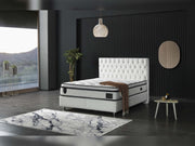 Nevada Storage Bed With Headboard White Vinyl - Full in White - 110-NEV-WHIPU-140-SB