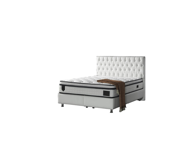 Nevada Storage Bed With Headboard White Vinyl - King in White - 110-NEV-WHIPU-200-SB