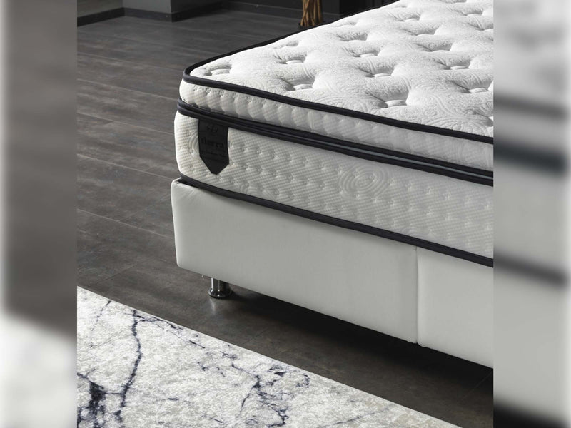 Nevada Storage Bed With Headboard White Vinyl - King in White - 110-NEV-WHIPU-200-SB