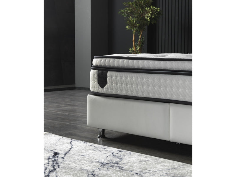 Nevada Storage Bed With Headboard White Vinyl - King in White - 110-NEV-WHIPU-200-SB