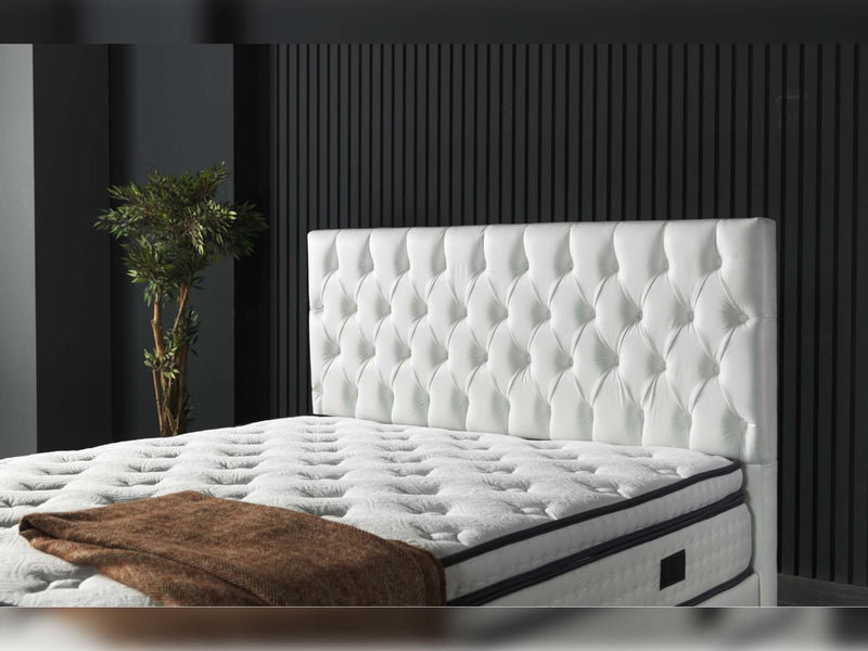 Nevada Storage Bed With Headboard White Vinyl - Queen in White - 110-NEV-WHIPU-150-SB