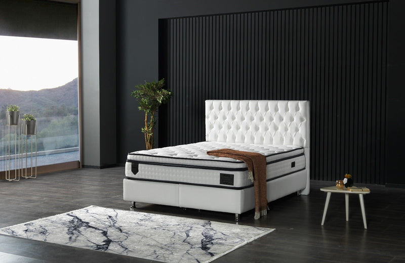 Nevada Storage Bed With Headboard White Vinyl - Twin in White - 110-NEV-WHIPU-100-SB