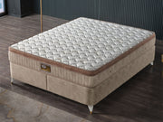 New Silver Storage Bed With Headboard - Queen in Beige - 200-ELIF-NEW-150-EY167-SB