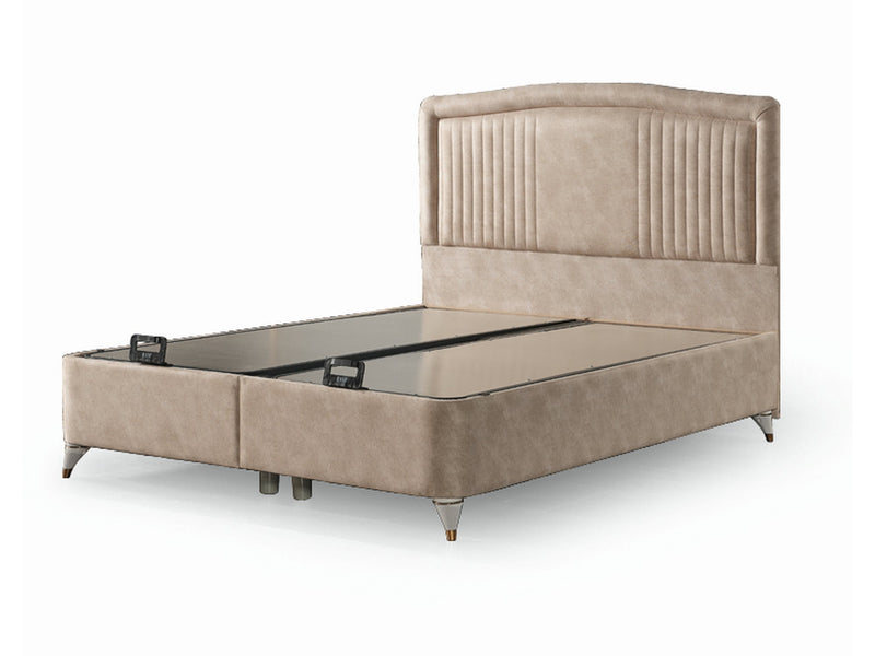 New Silver Storage Bed With Headboard - Twin in Beige - 200-ELIF-NEW-90-EY167-SB