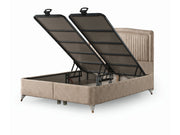 New Silver Storage Bed With Headboard - Twin in Beige - 200-ELIF-NEW-90-EY167-SB