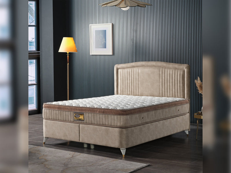 New Silver Storage Bed With Headboard - Twin in Beige - 200-ELIF-NEW-90-EY167-SB