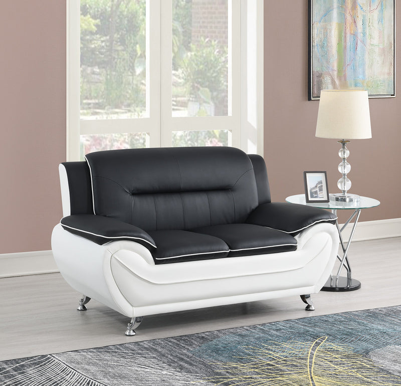 New York Black & White Sofa & Loveseat - NEW-YORK-BK-WT-SLS