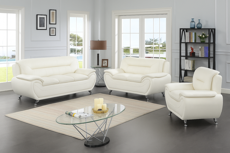 New York White Sofa & Loveseat & Chair - NEW-YORK-WT-SLC