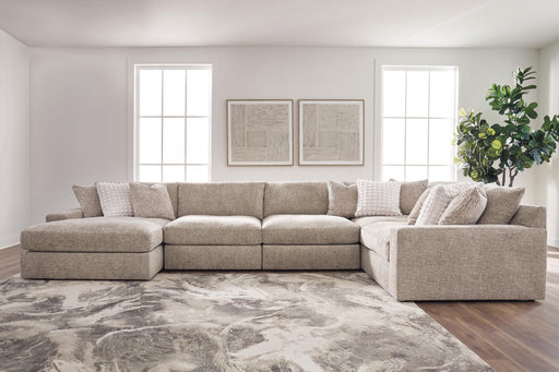 Nexora-Court Burlap 5-Piece Sectional with Chaise - PC68008S12