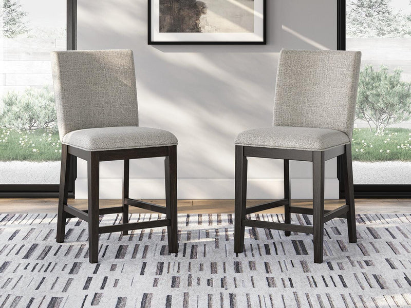 Neymorton Dark Grayish Brown Counter Height Barstool, Set of 2 - D618-124