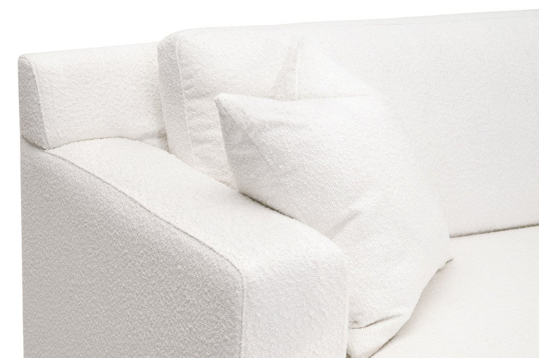 Dean 92" California Casual Sofa in Livesmart Boucle-Snow, Natural Gray Oak