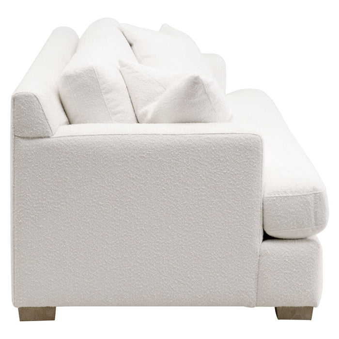 Dean 92" California Casual Sofa in Livesmart Boucle-Snow, Natural Gray Oak