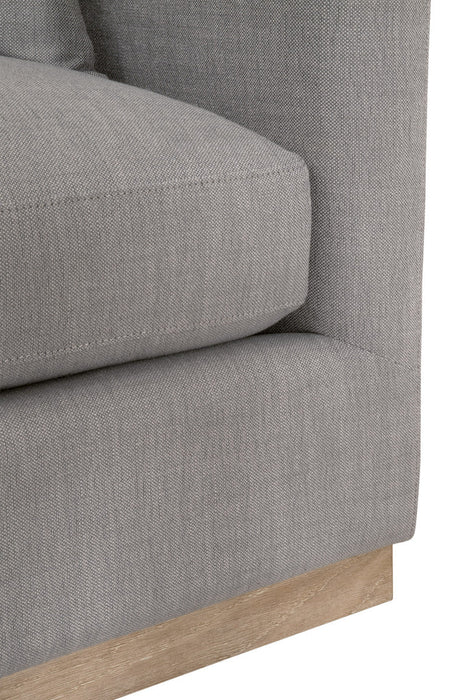 Siena 96" Plinth Base Sofa in Livesmart Paulston-Steel, Natural Gray Oak