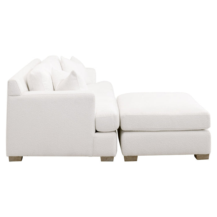 Dean 92" California Casual Sofa in Livesmart Boucle-Snow, Natural Gray Oak