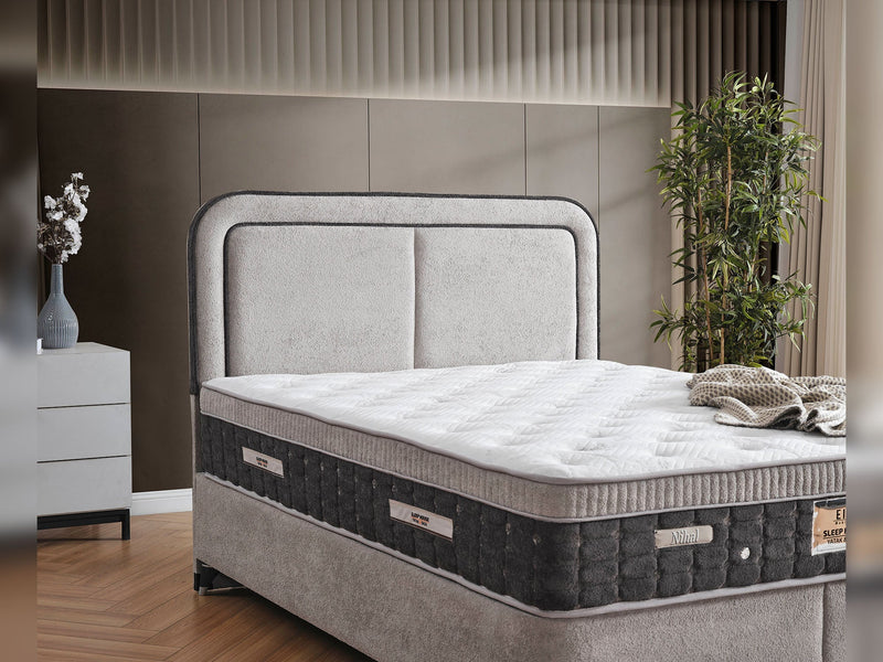Nihal Storage Bed With Headboard - Queen in Cream - 200-ELIF-NIH-160-EY406-SB