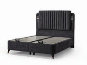Nilufer Storage Bed With Headboard - Twin in Anthracite - 200-ELIF-NIL-90-EY380-SB