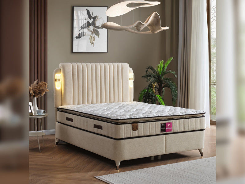 Nilufer Storage Bed With Headboard - Twin in Anthracite - 200-ELIF-NIL-90-EY380-SB