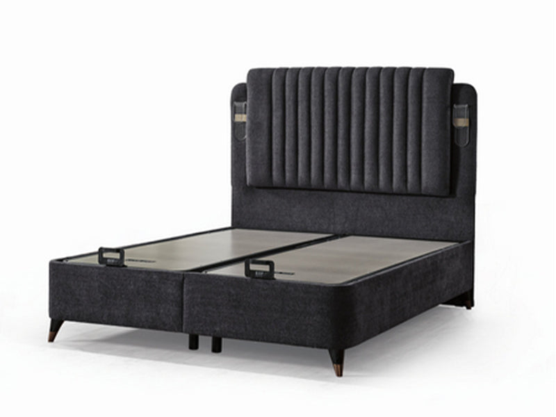Nilufer Storage Bed With Headboard - Twin in Beige - 200-ELIF-NIL-90-EY382-SB