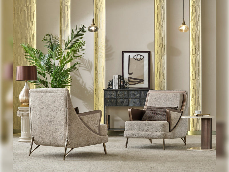 Nirvana 4-pieces (2 Four Seat Sofa & 2 Chair) Livingroom Set Beige in Beige - 101-NIR-MED125-4411