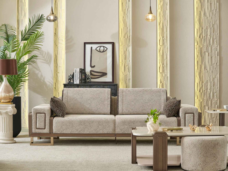 Nirvana 4-pieces (2 Four Seat Sofa & 2 Chair) Livingroom Set Beige in Beige - 101-NIR-MED125-4411