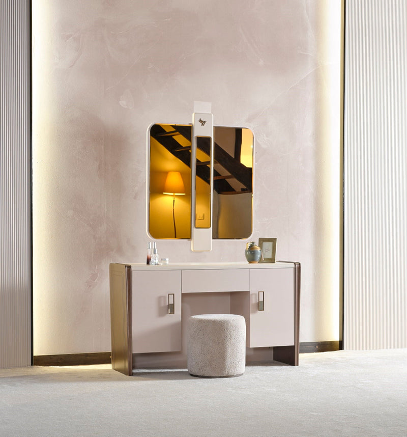 Nirvana Bedroom (Queen Bed & Dresser With Mirror & Ottoman & 2 Nightstand With Back ) - 120-NIR-SET