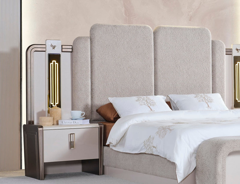 Nirvana Bedroom (Queen Bed & Dresser With Mirror & Ottoman & 2 Nightstand With Back ) - 120-NIR-SET