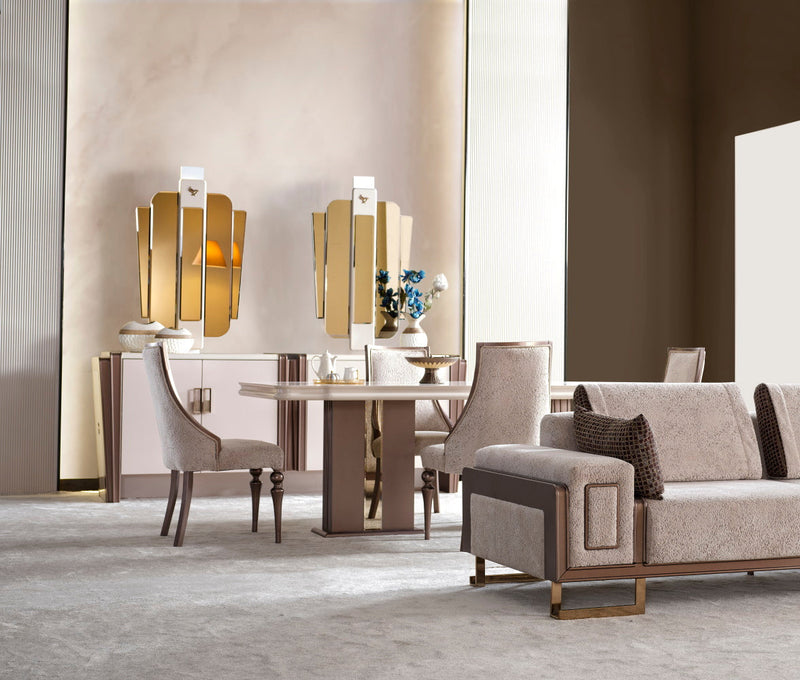 Nirvana Diningroom (Consol With Mirror & Dining Table & Dining Chair) - For 12 People - 115-NIR-12-SET