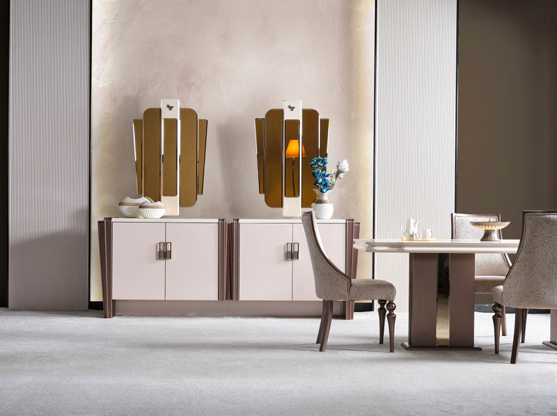 Nirvana Diningroom (Consol With Mirror & Dining Table & Dining Chair) - For 6 People - 115-NIR-6-SET