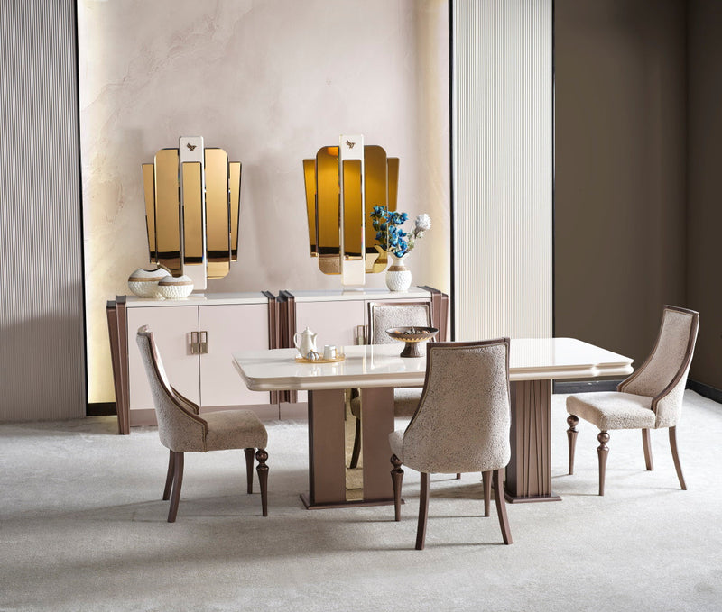 Nirvana Diningroom (Consol With Mirror & Dining Table & Dining Chair) - For 8 People - 115-NIR-8-SET