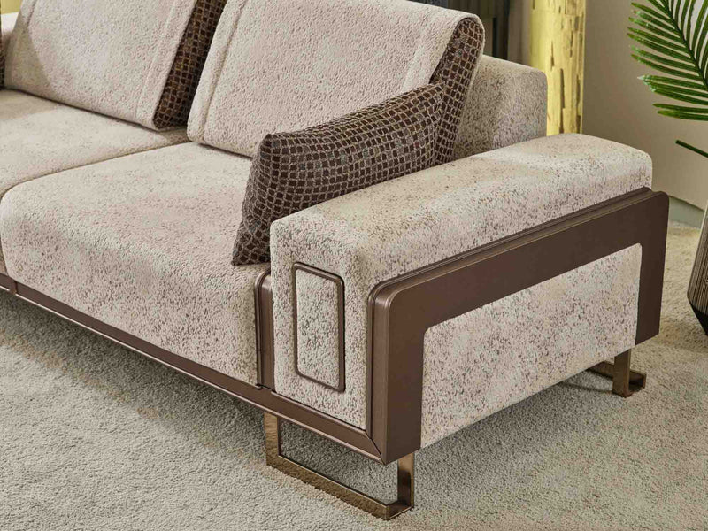 Nirvana Stationary 4 Seat Sofa Beige in Beige - 101-NIR-MED125-4
