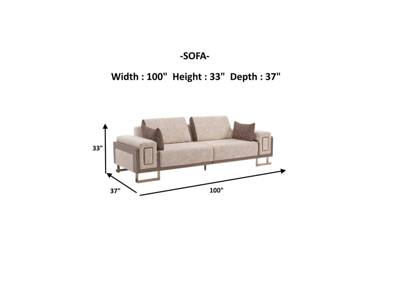 Nirvana Stationary 4 Seat Sofa Beige in Beige - 101-NIR-MED125-4