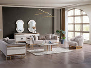 Nobel 4-pieces (2 Sofa & 2 Chair) Livingroom in Cream - 200-SAN-NOB-CRE-3311