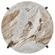 Noemie Round Marble Top Accent Side Table White and Gunmetal - 931204