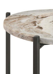 Noemie Round Marble Top Accent Side Table White and Gunmetal - 931204