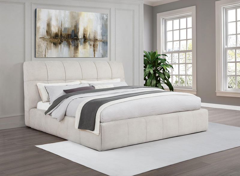 Nollet 48-inch Upholstered California King Platform Bed Cream - 315917CRMKW