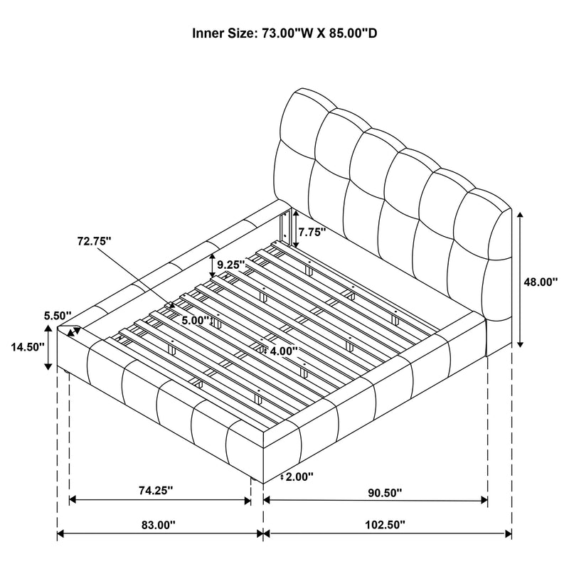 Nollet 48-inch Upholstered California King Platform Bed Cream - 315917CRMKW