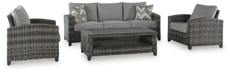 Oasis Court Outdoor Sofa/Chairs/Table Set (Set of 4) - P335-081