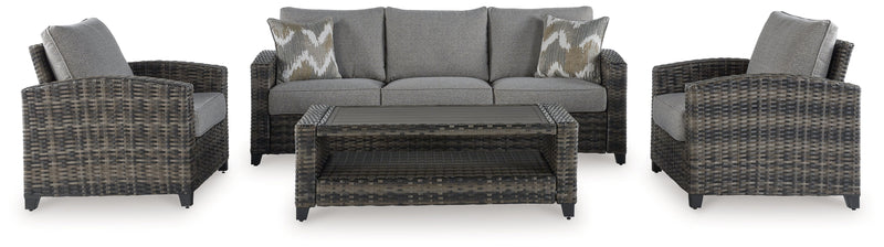 Oasis Court Outdoor Sofa/Chairs/Table Set (Set of 4) - P335-081