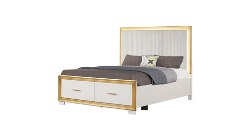 Obsession Queen Bed White & Gold - Obsession Queen Bed White & Gold