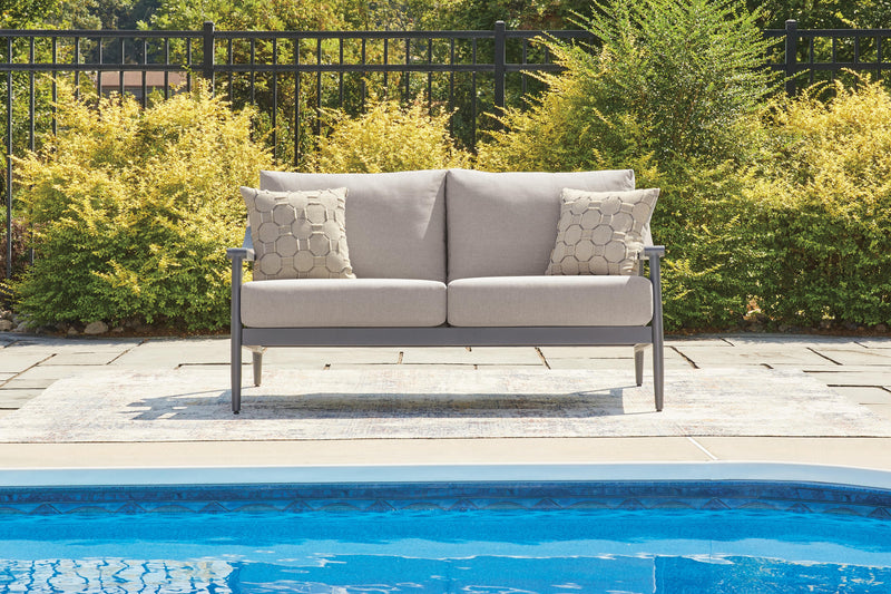 Ocean Beach Outdoor Sofa and Loveseat in Gray - PKG024576