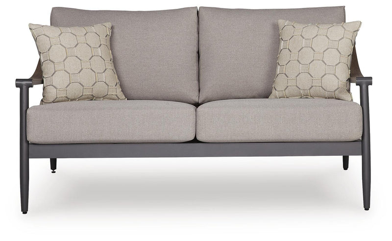 Ocean Beach Outdoor Sofa and Loveseat with Coffee Table in Gray - PKG024577
