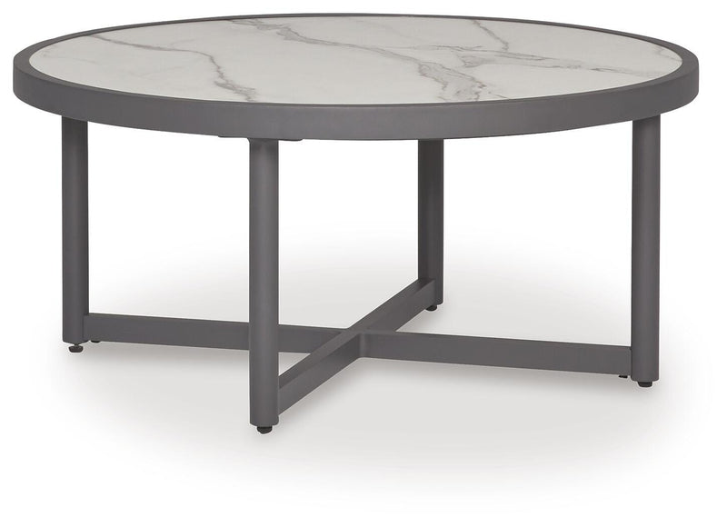Ocean Beach Outdoor Sofa and Loveseat with Coffee Table in Gray - PKG024577