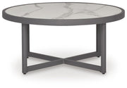 Ocean Beach Outdoor Sofa and Loveseat with Coffee Table in Gray - PKG024577
