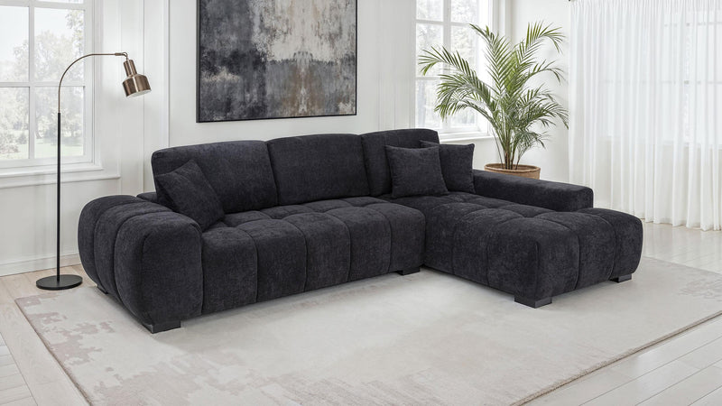 Octavia Upholstered Sectional Chaise Sofa Black - 511061