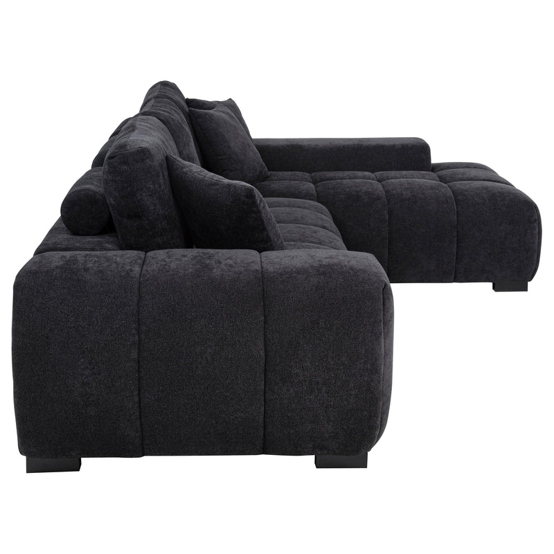 Octavia Upholstered Sectional Chaise Sofa Black - 511061
