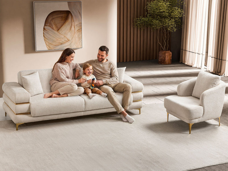 Odessa Convertible Loveseat - Gold in Cream - 200-ST-ODE-ISTANBUL01-2